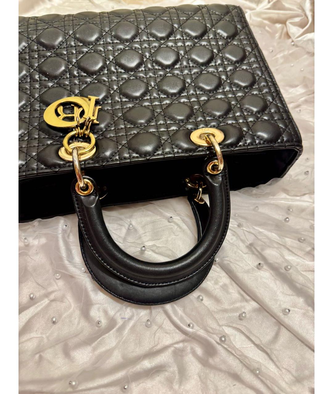 CHRISTIAN DIOR Черная кожаная сумка с короткими ручками, фото 7