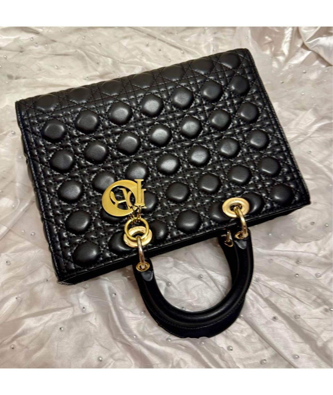 CHRISTIAN DIOR Черная кожаная сумка с короткими ручками, фото 8