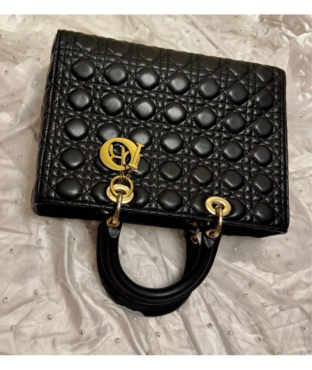 CHRISTIAN DIOR Черная кожаная сумка с короткими ручками, фото 2