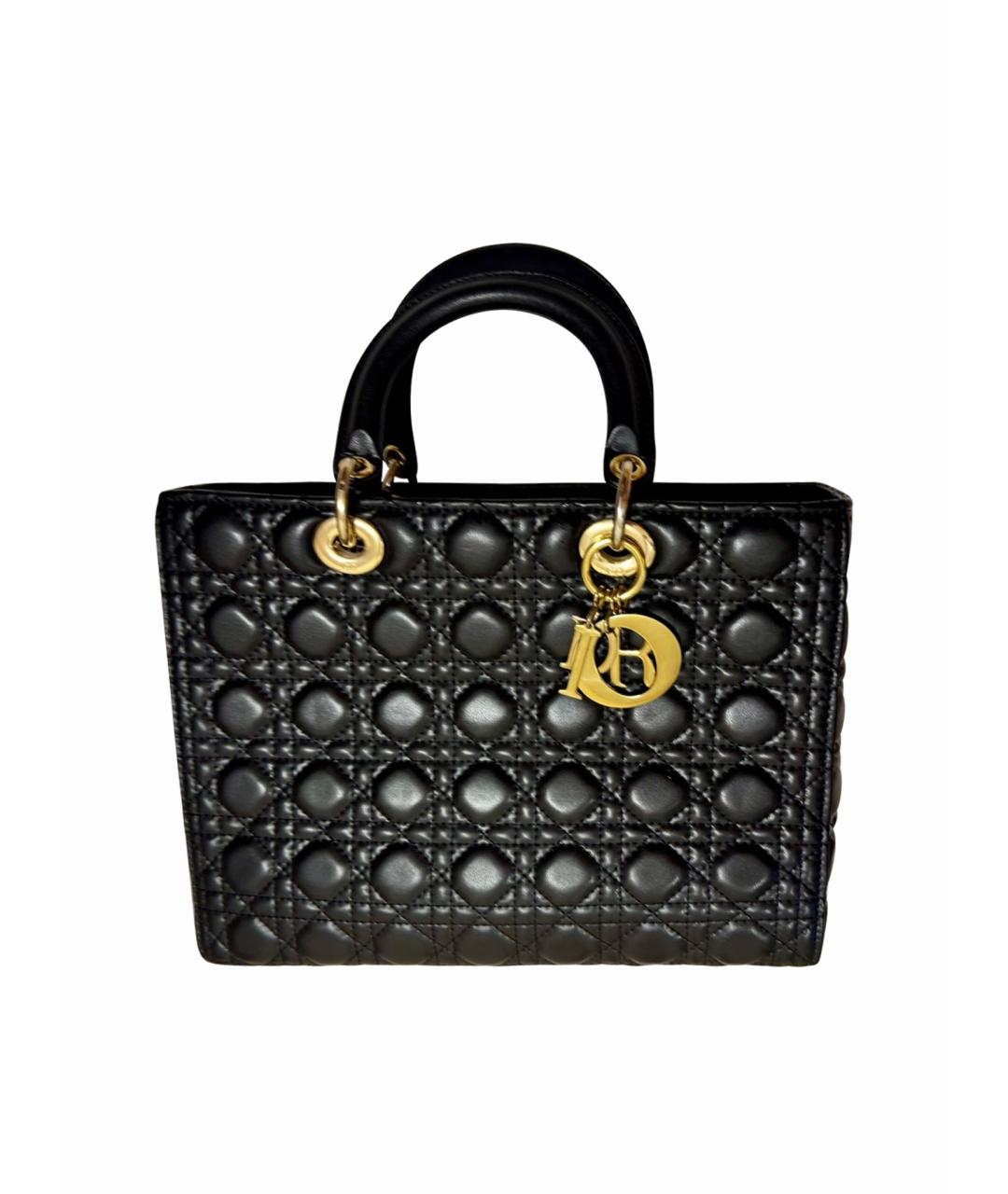 CHRISTIAN DIOR Черная кожаная сумка с короткими ручками, фото 1