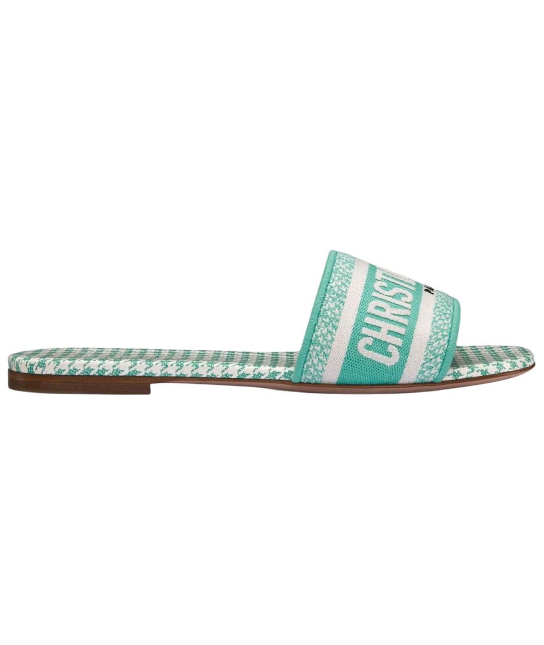 CHRISTIAN DIOR Голубые текстильные шлепанцы, фото 1