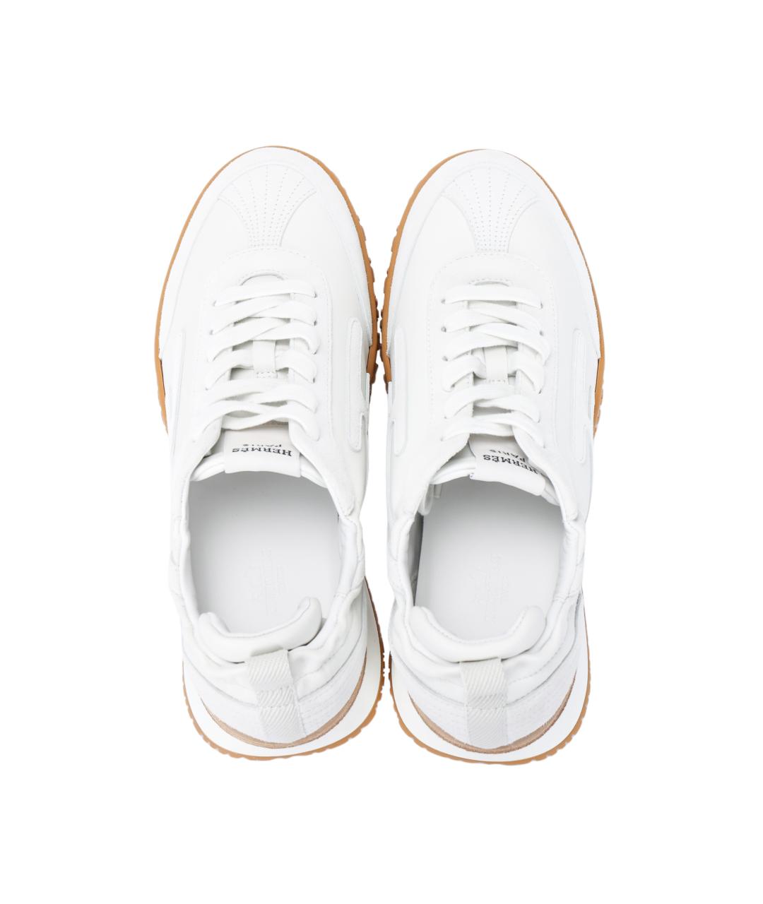 HERMES Белые кожаные низкие кроссовки / кеды, фото 3