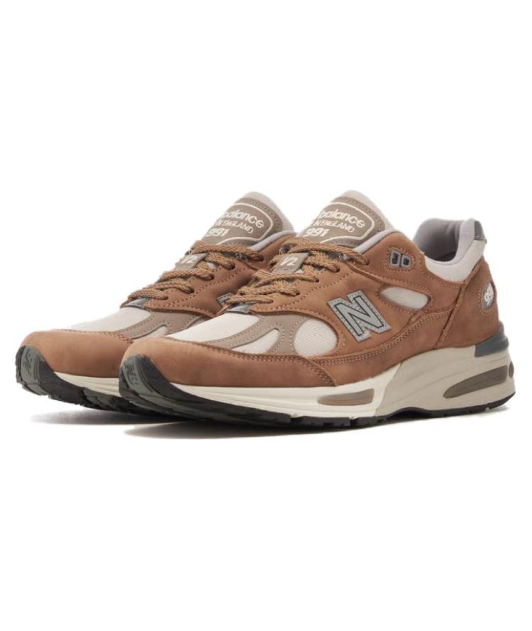 NEW BALANCE Коричневые кожаные высокие кроссовки / кеды, фото 3