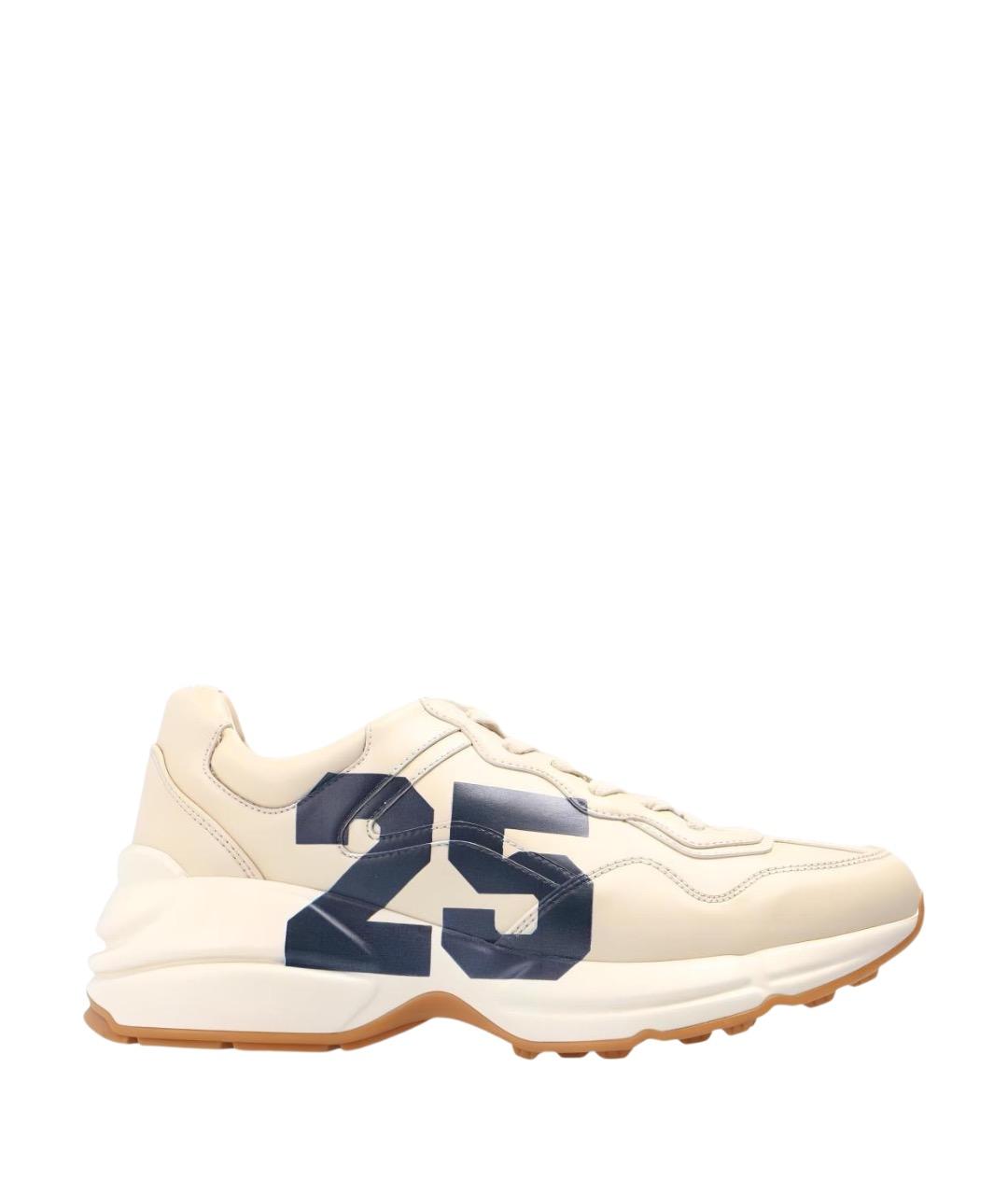 GUCCI Бежевые кожаные кроссовки, фото 1