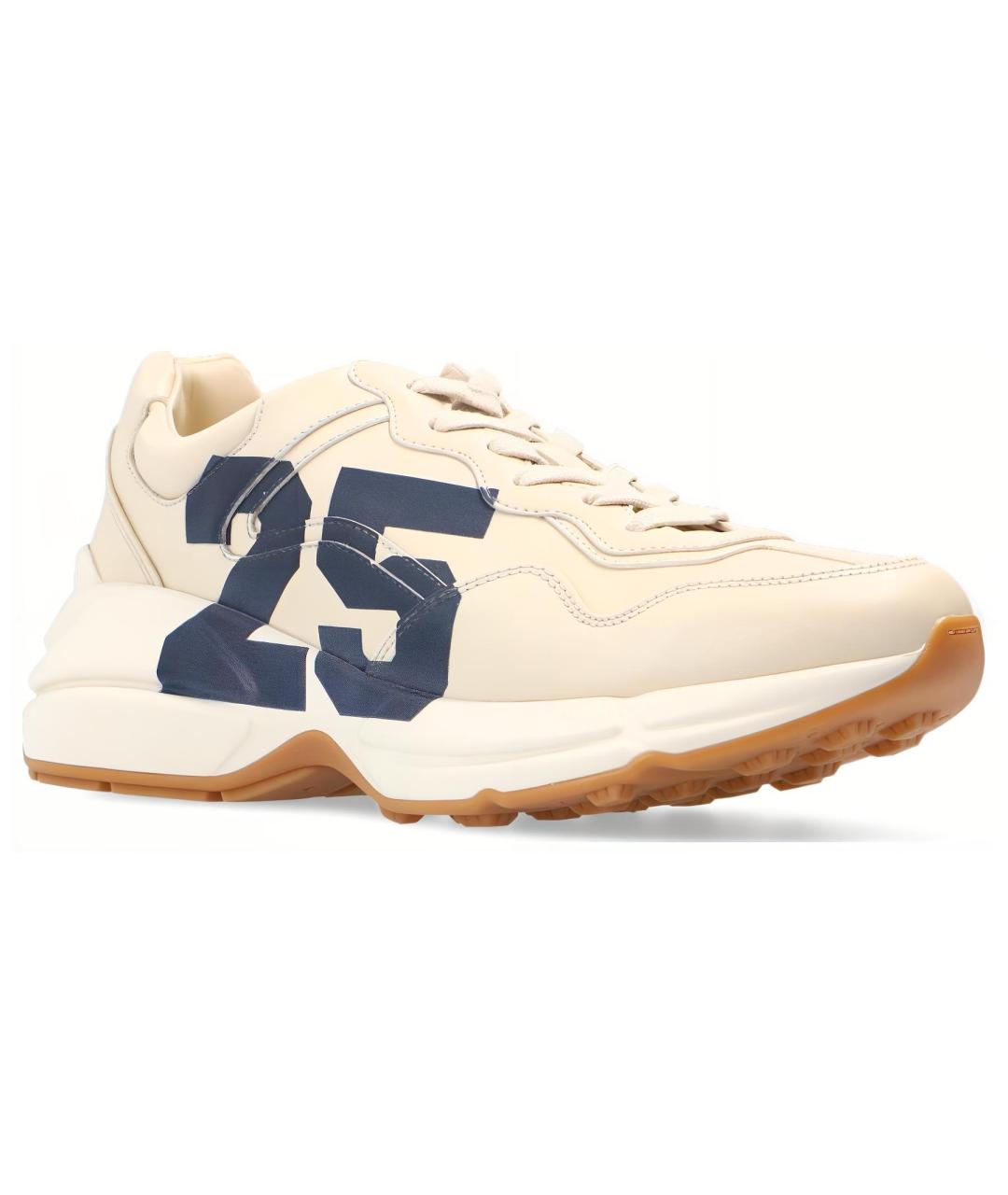 GUCCI Бежевые кожаные кроссовки, фото 3