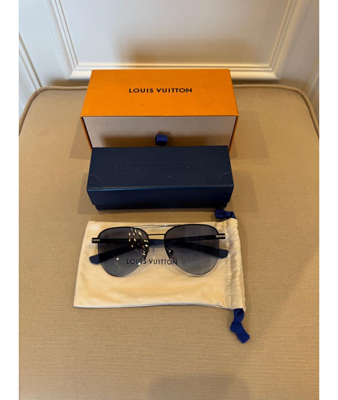 LOUIS VUITTON Темно-синие металлические солнцезащитные очки, фото 4