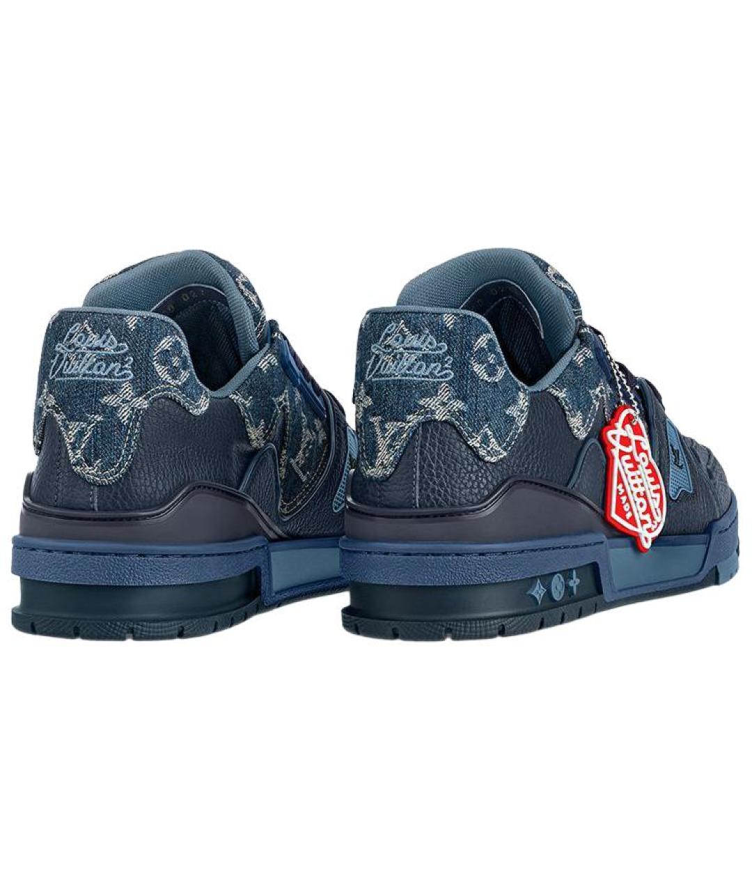 LOUIS VUITTON Синие кожаные низкие кроссовки / кеды, фото 4