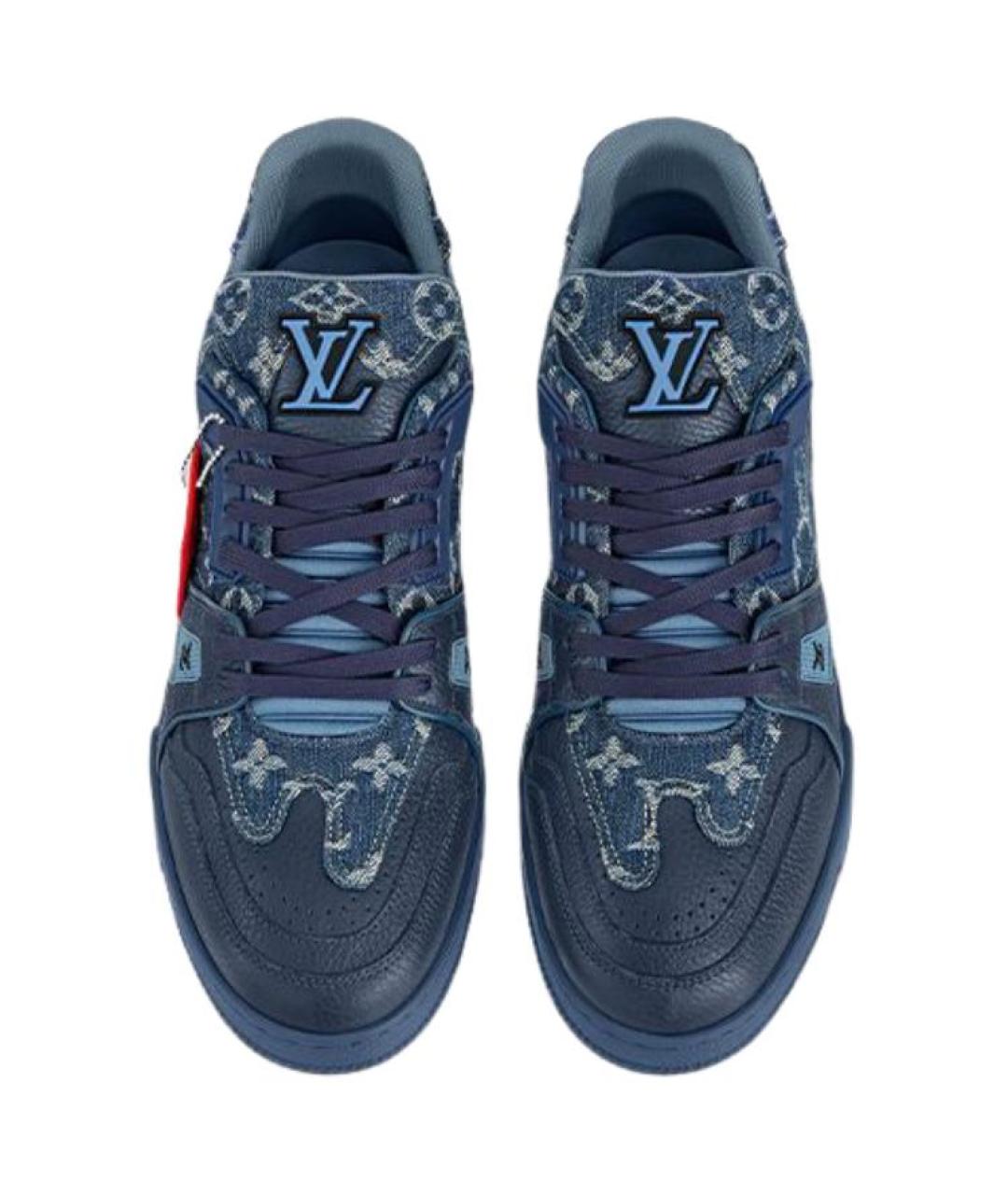 LOUIS VUITTON Синие кожаные низкие кроссовки / кеды, фото 3