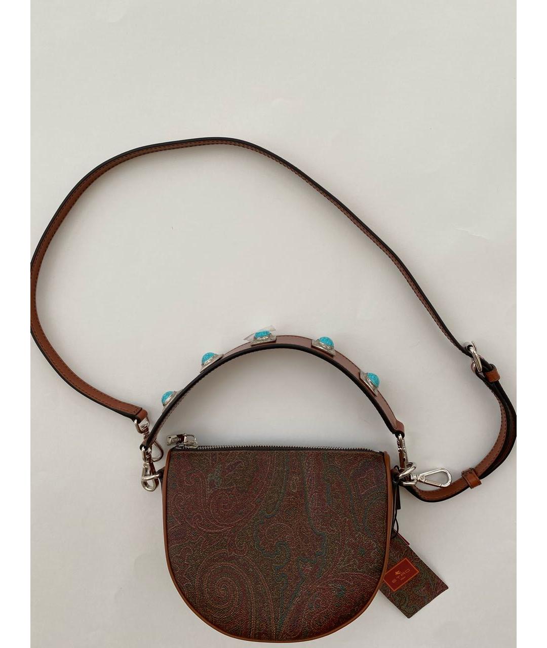 ETRO Коричневая кожаная сумка через плечо, фото 5