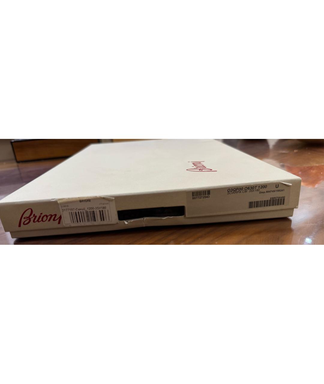 BRIONI Темно-синий кашемировый шарф, фото 3