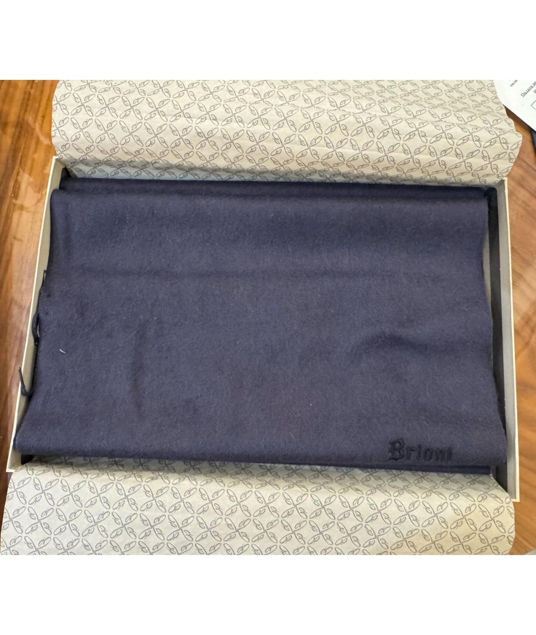 BRIONI Темно-синий кашемировый шарф, фото 2