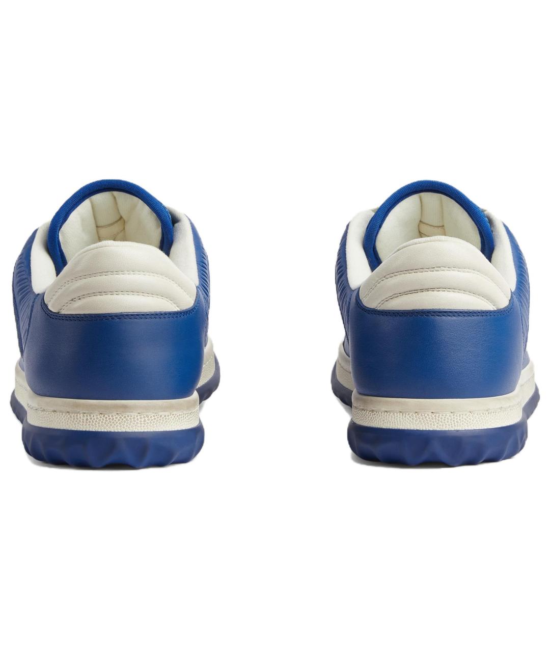 GUCCI Синие кожаные низкие кроссовки / кеды, фото 4