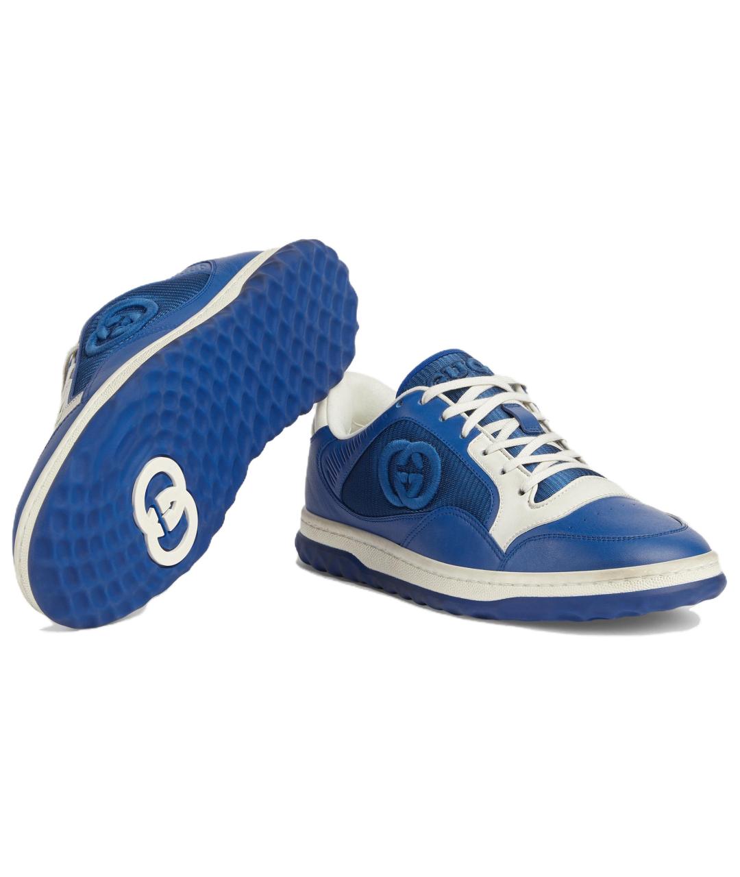 GUCCI Синие кожаные низкие кроссовки / кеды, фото 5