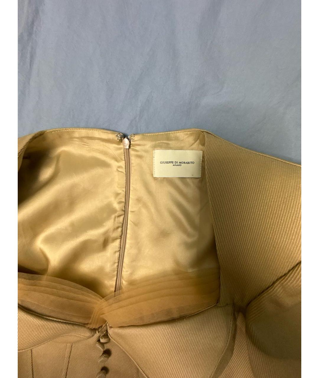 GIUSEPPE DI MORABITO Бежевое шерстяное коктейльное платье, фото 3