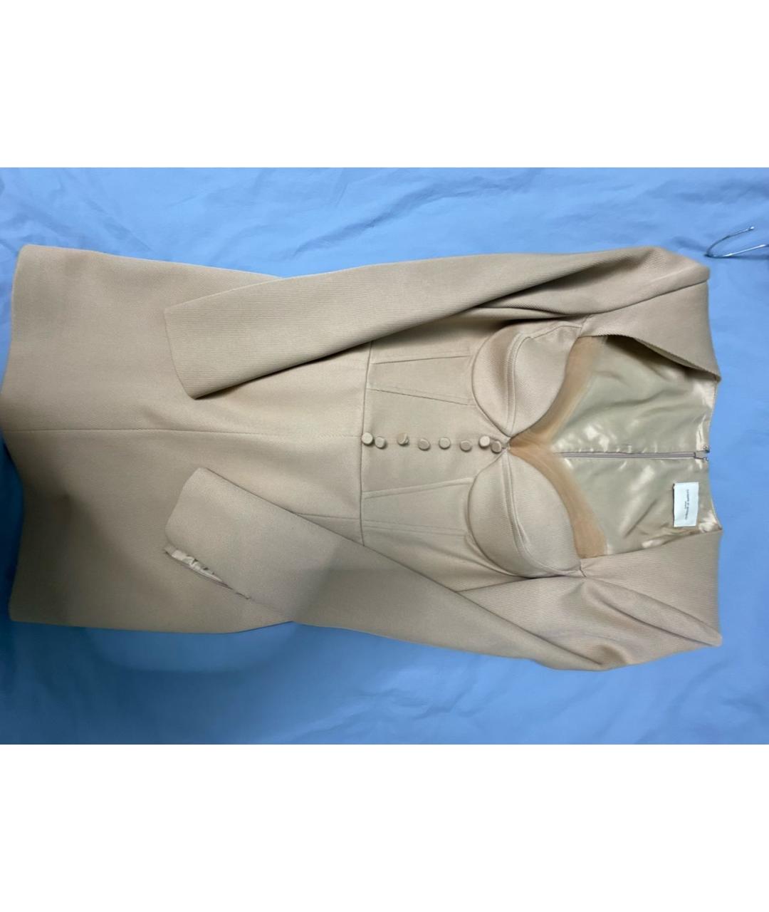 GIUSEPPE DI MORABITO Бежевое шерстяное коктейльное платье, фото 4