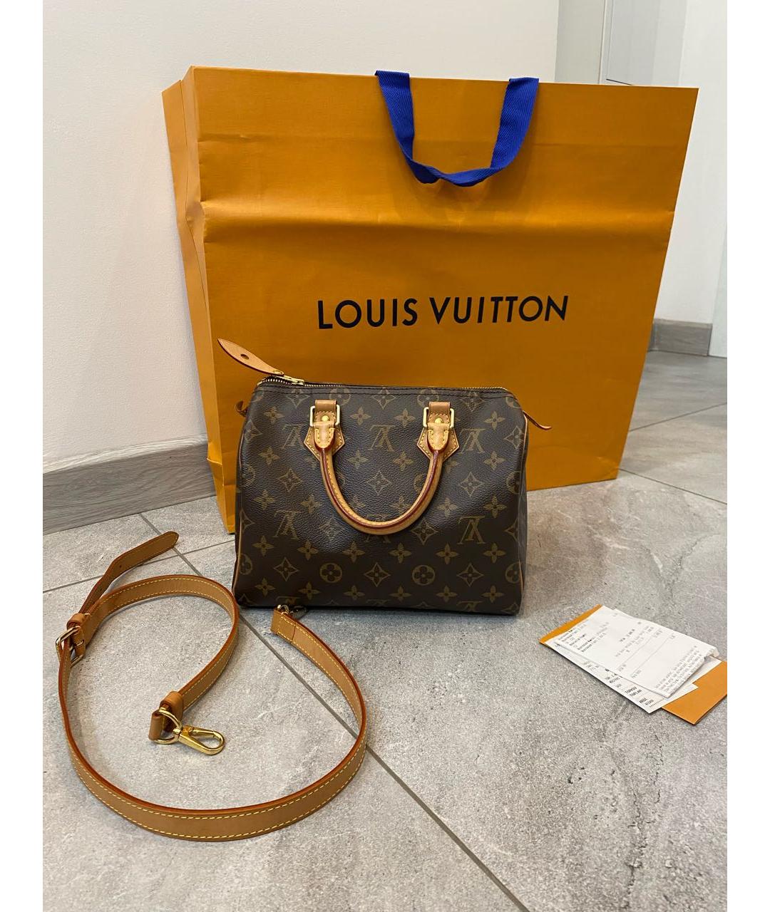 LOUIS VUITTON Коричневая кожаная сумка с короткими ручками, фото 7