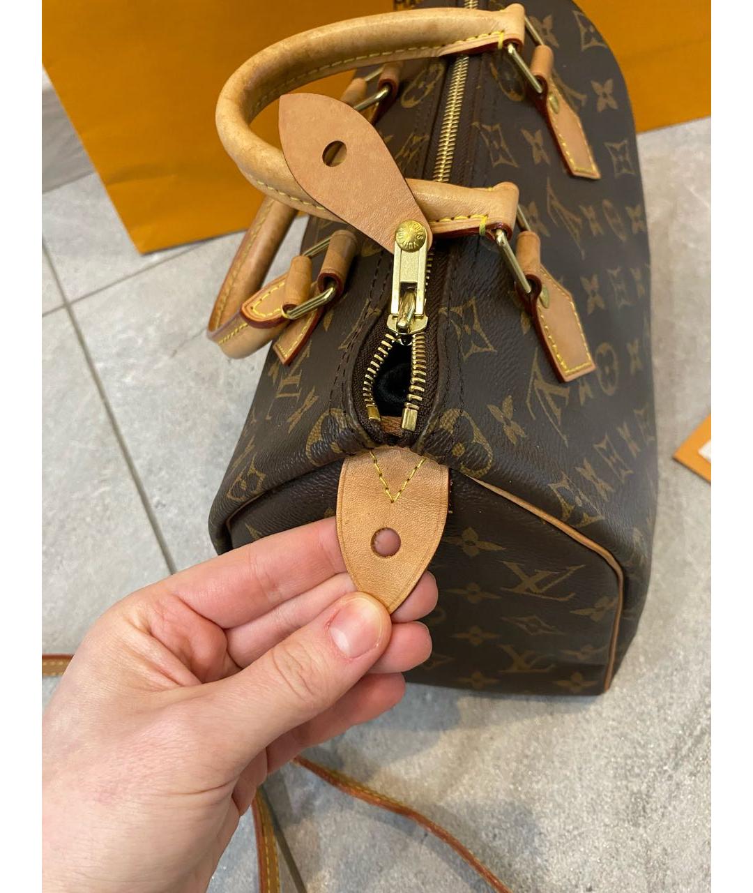 LOUIS VUITTON Коричневая кожаная сумка с короткими ручками, фото 2