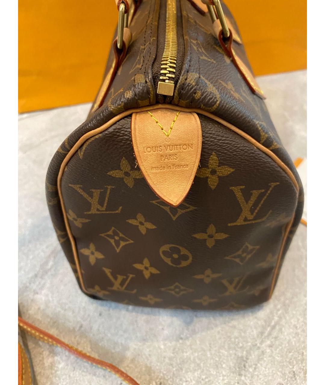 LOUIS VUITTON Коричневая кожаная сумка с короткими ручками, фото 4