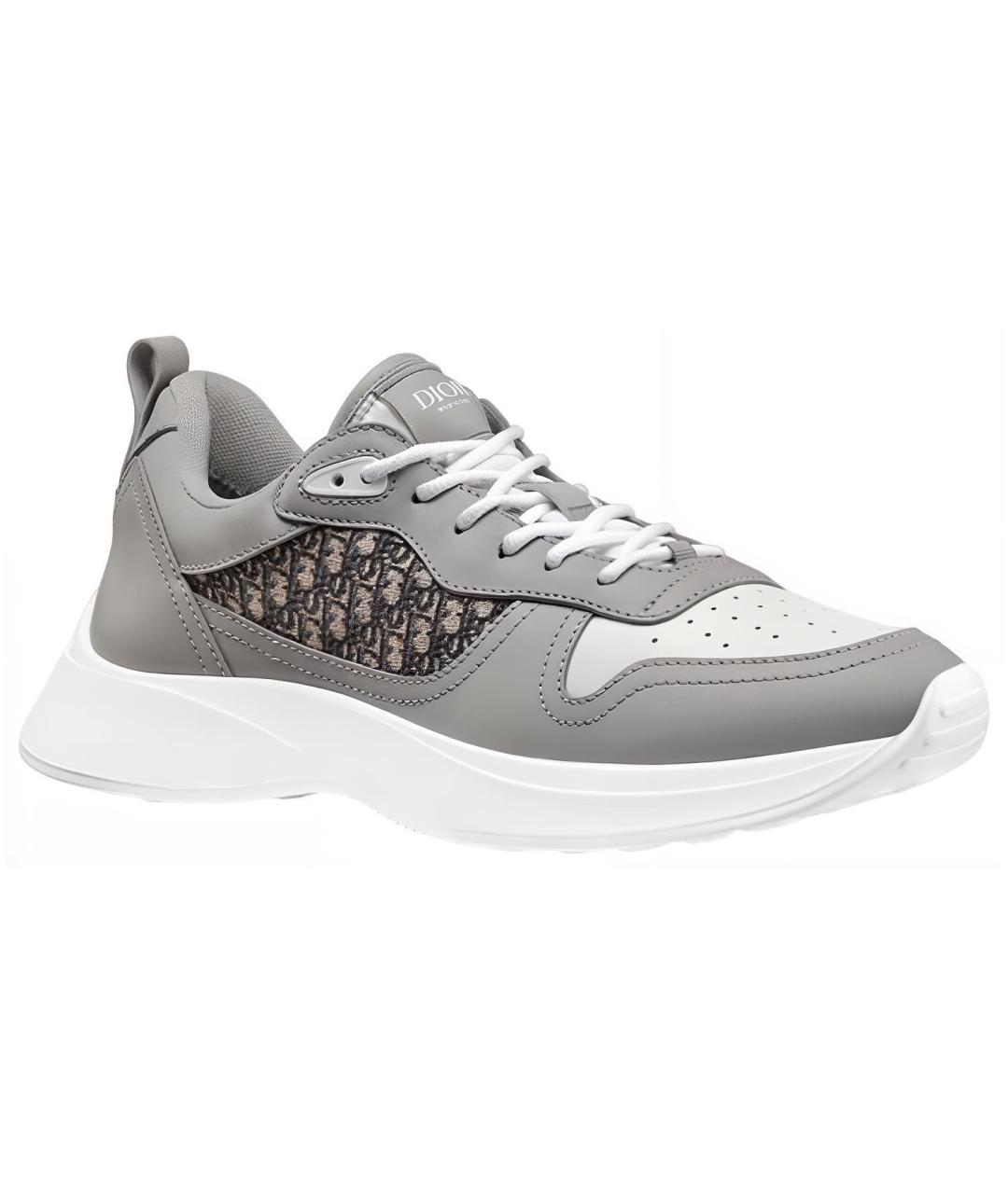 CHRISTIAN DIOR Серые кожаные высокие кроссовки / кеды, фото 3