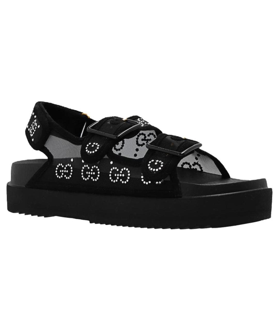 GUCCI Черные текстильные сандалии, фото 3