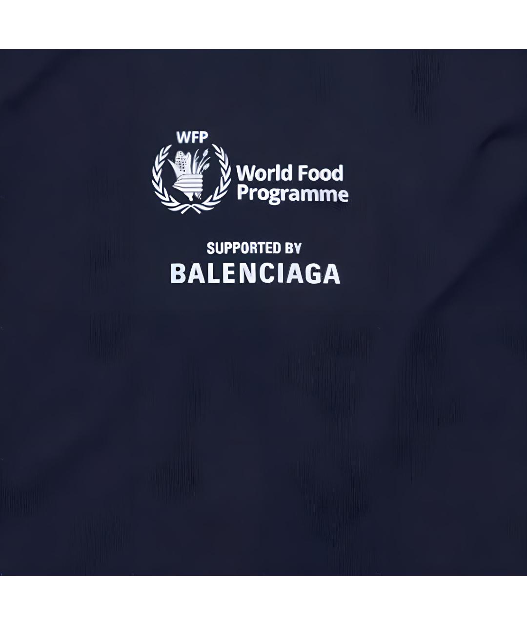 BALENCIAGA Темно-синяя хлопковая футболка, фото 4