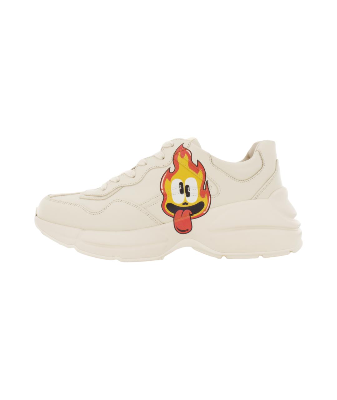 GUCCI Бежевые кожаные высокие кроссовки / кеды, фото 2