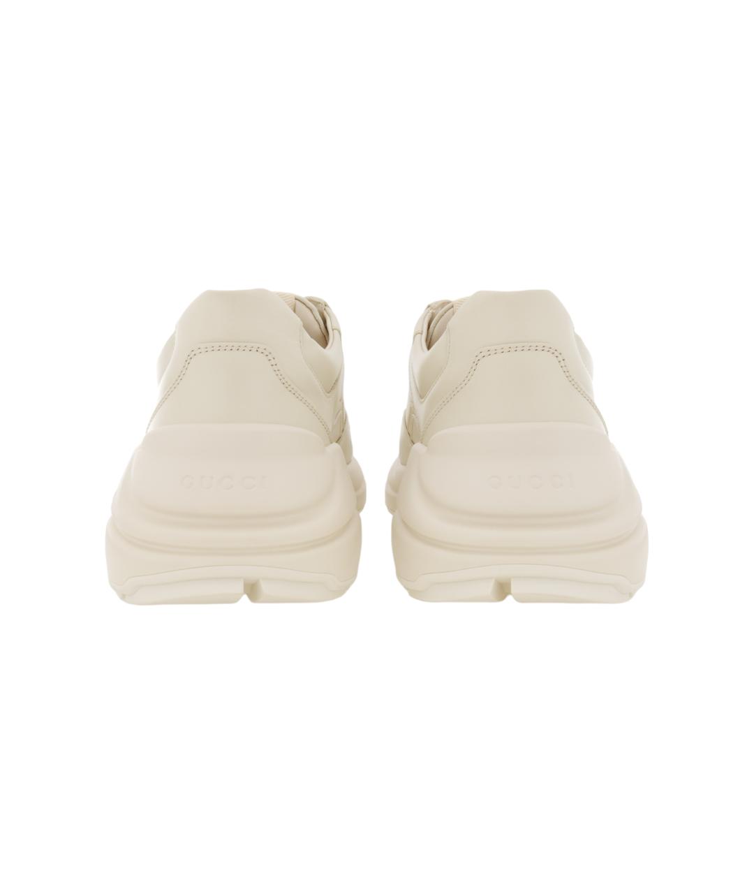 GUCCI Бежевые кожаные высокие кроссовки / кеды, фото 6