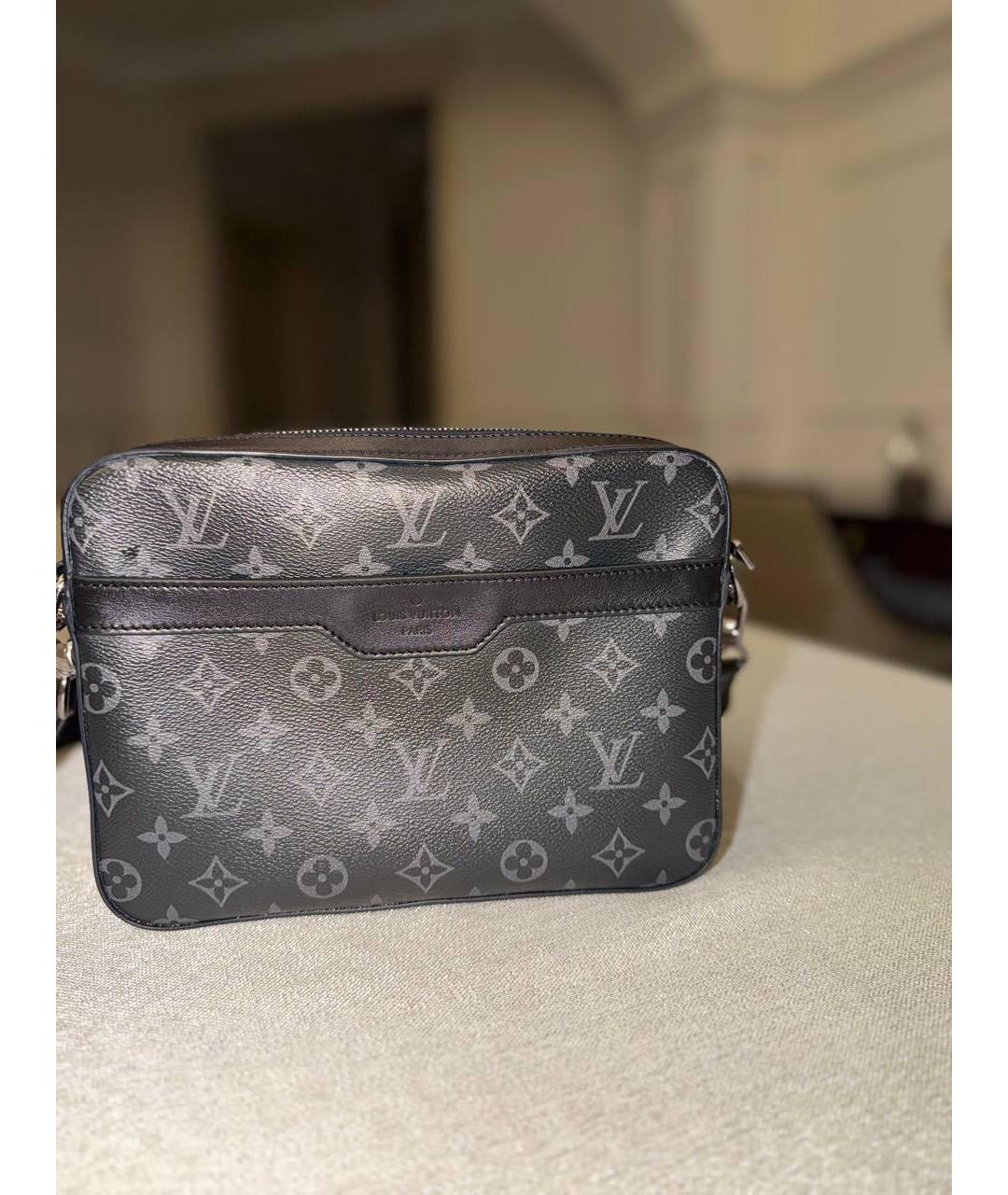 LOUIS VUITTON Черная кожаная сумка на плечо, фото 7