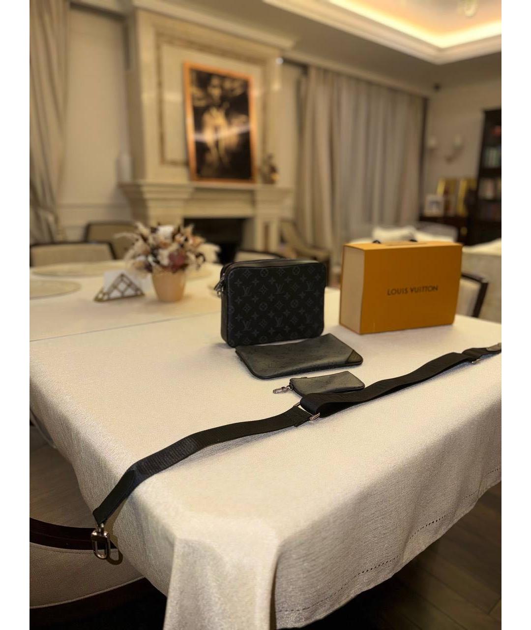 LOUIS VUITTON Черная кожаная сумка на плечо, фото 5