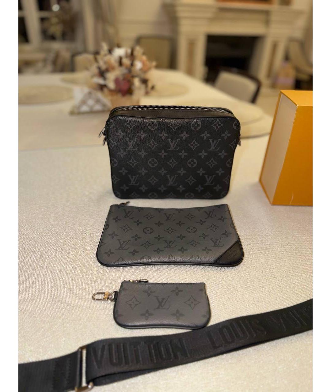 LOUIS VUITTON Черная кожаная сумка на плечо, фото 2