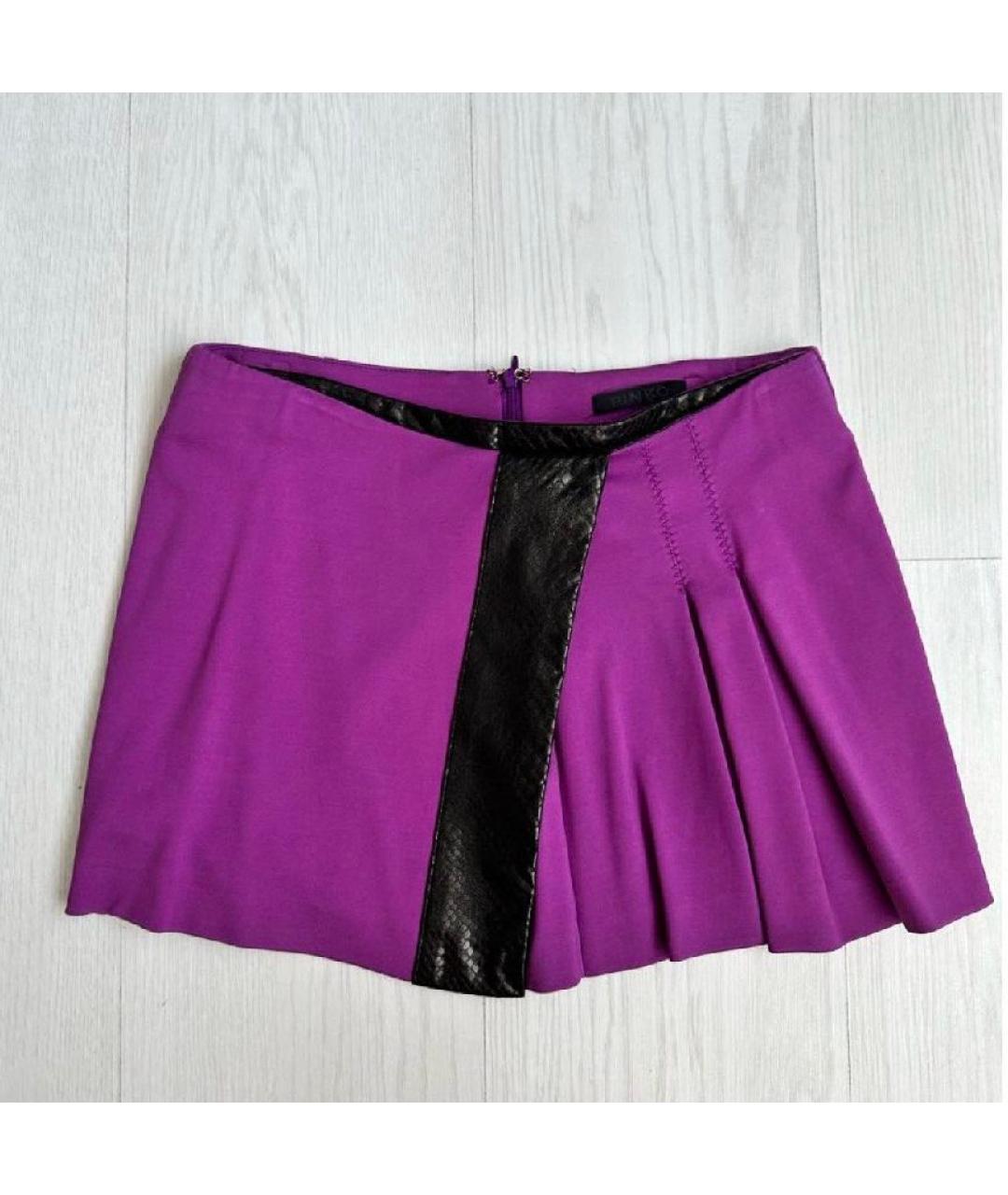 PINKO Фиолетовая полиэстеровая юбка мини, фото 6