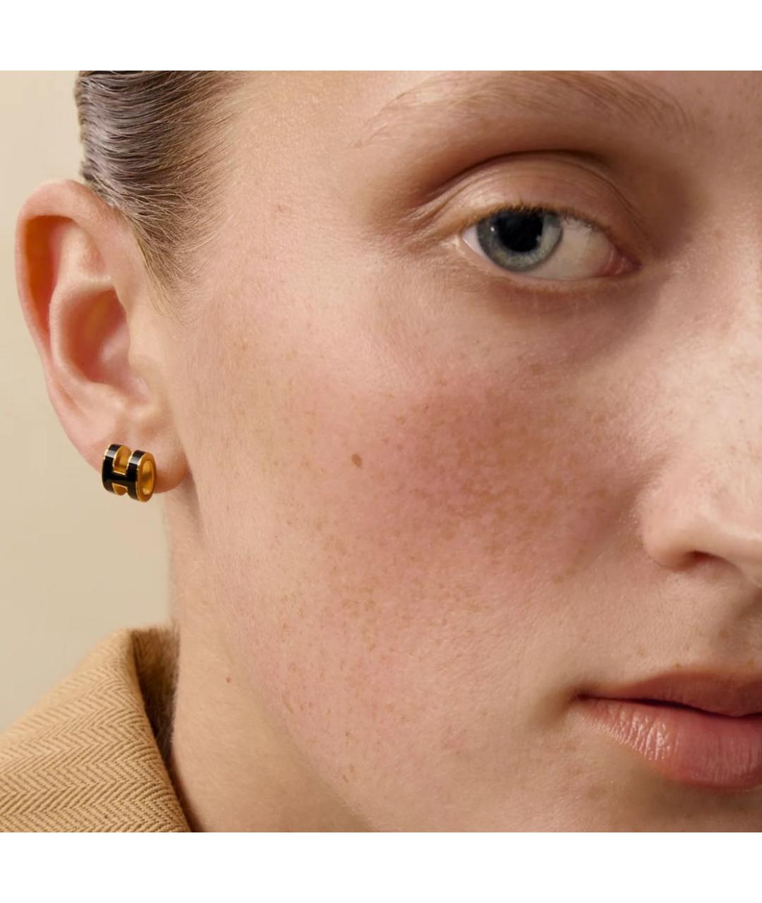 HERMES Черные металлические серьги, фото 2