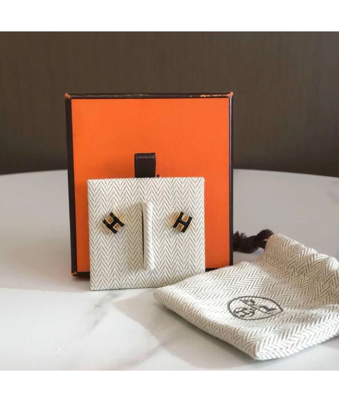 HERMES Черные металлические серьги, фото 3