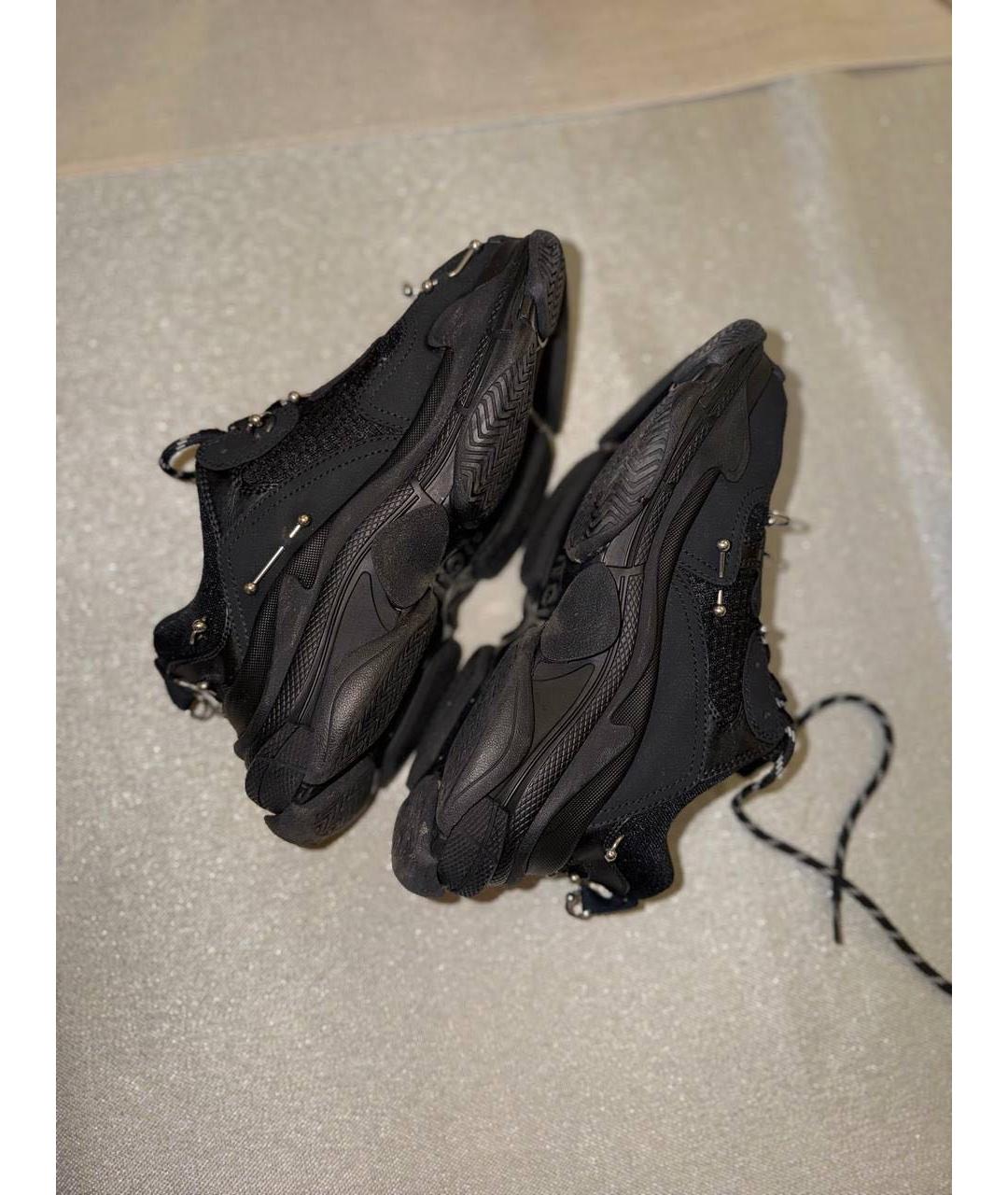 BALENCIAGA Черные текстильные низкие кроссовки / кеды, фото 2