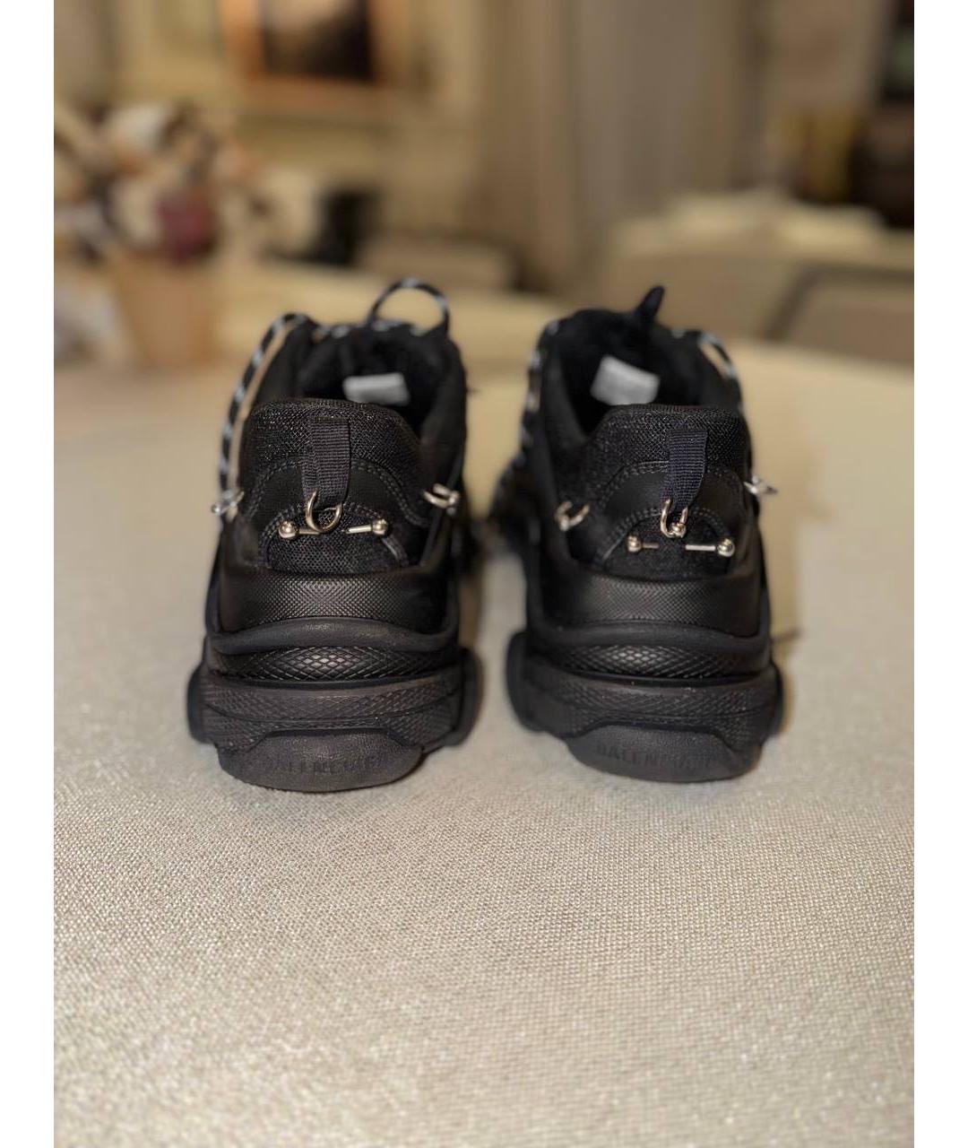 BALENCIAGA Черные текстильные низкие кроссовки / кеды, фото 4