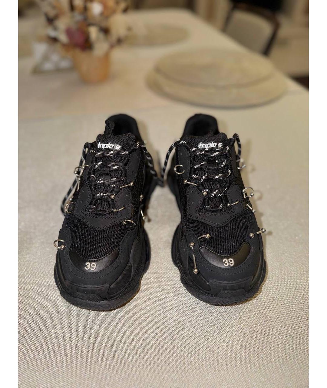 BALENCIAGA Черные текстильные низкие кроссовки / кеды, фото 3