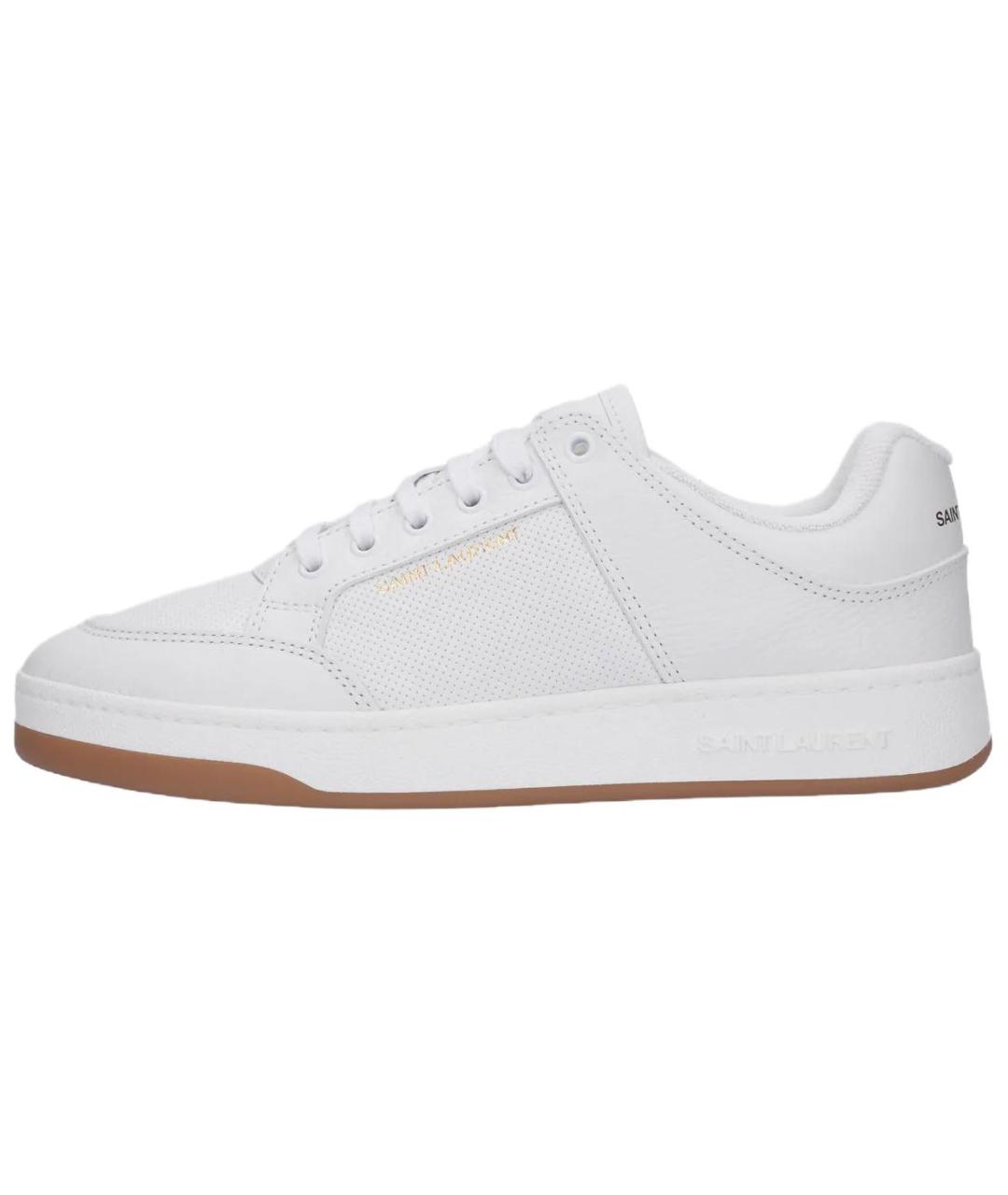 SAINT LAURENT Белые кожаные низкие кроссовки / кеды, фото 6
