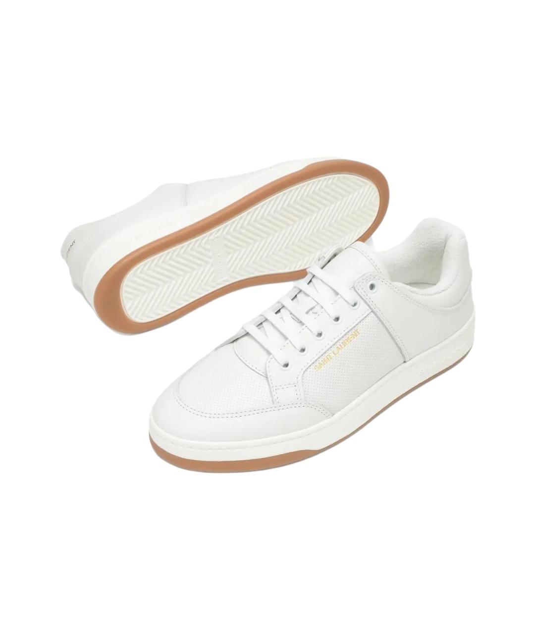 SAINT LAURENT Белые кожаные низкие кроссовки / кеды, фото 5