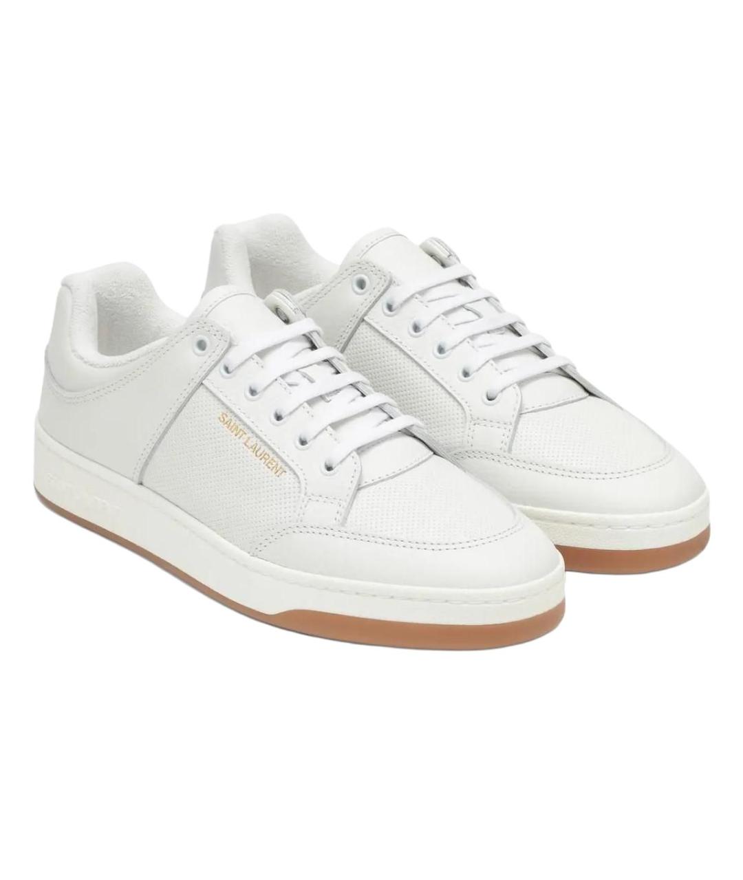 SAINT LAURENT Белые кожаные низкие кроссовки / кеды, фото 3
