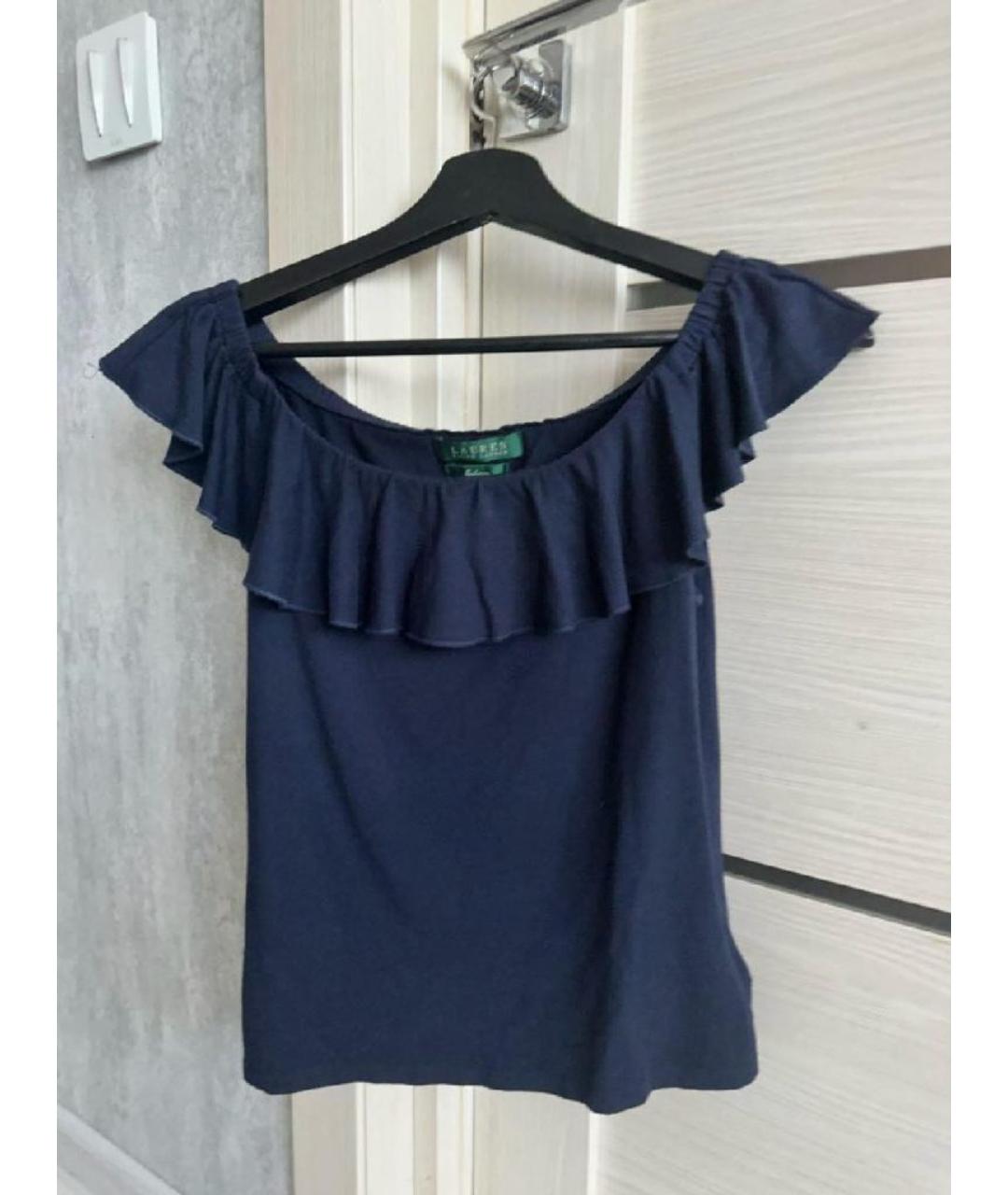 RALPH LAUREN Темно-синяя вискозная майка, фото 2