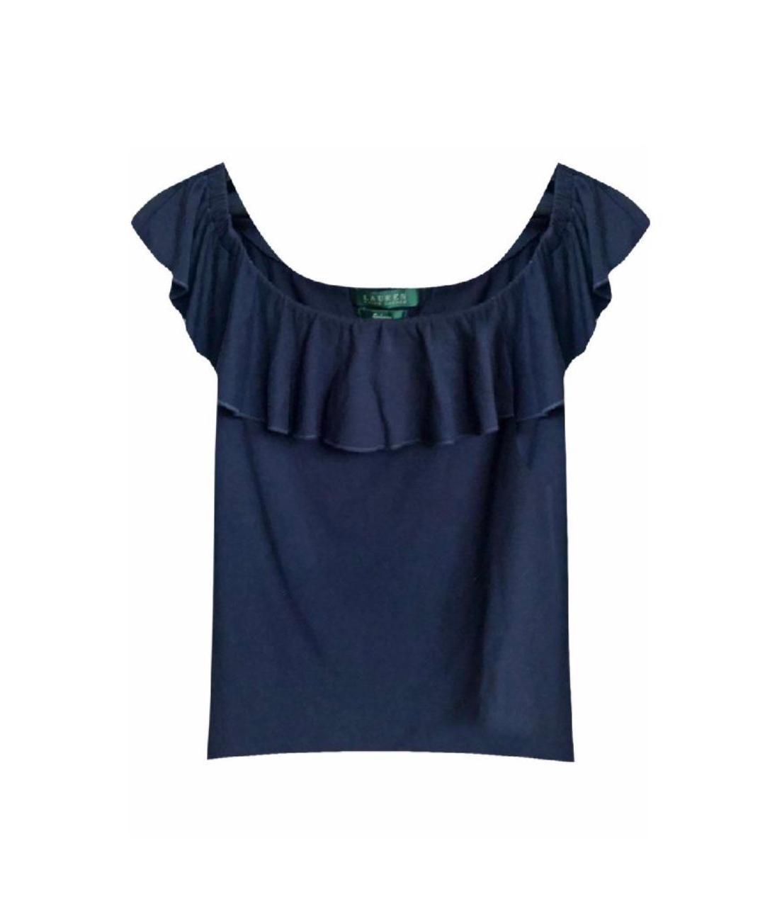 RALPH LAUREN Темно-синяя вискозная майка, фото 6