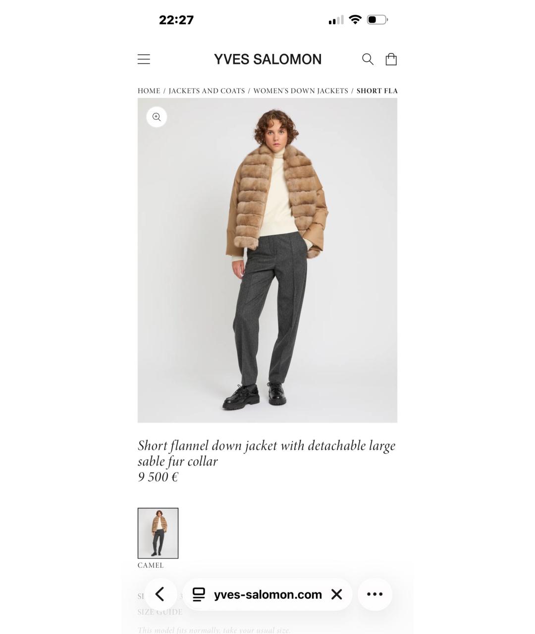 YVES SALOMON Антрацитовый кашемировый пуховик, фото 5