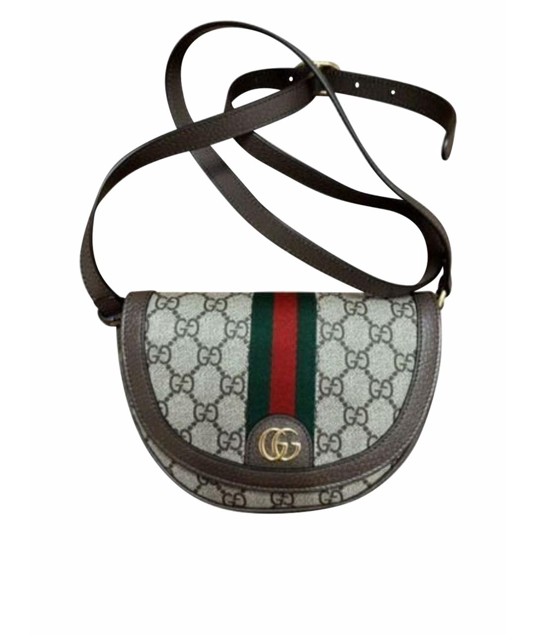 GUCCI Коричневая кожаная сумка через плечо, фото 1