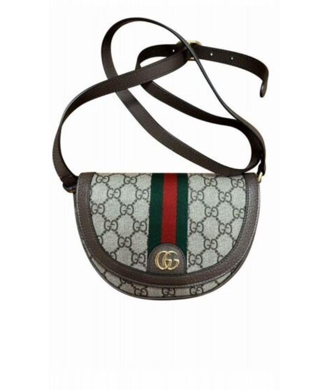 GUCCI Коричневая кожаная сумка через плечо, фото 6