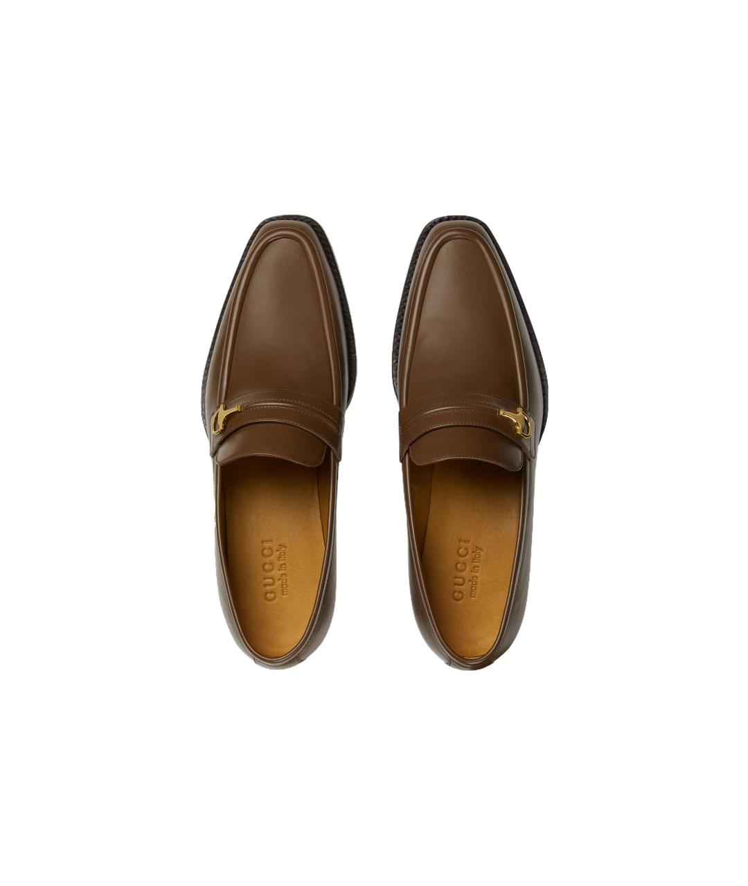 GUCCI Коричневые кожаные лоферы, фото 4