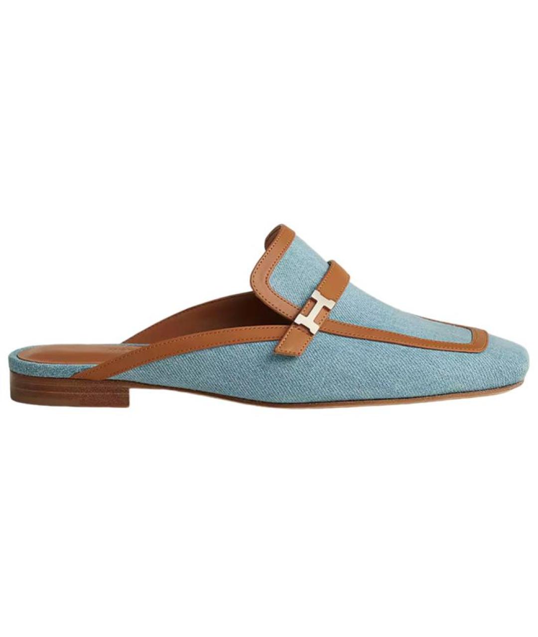 HERMES Голубые мюли, фото 1