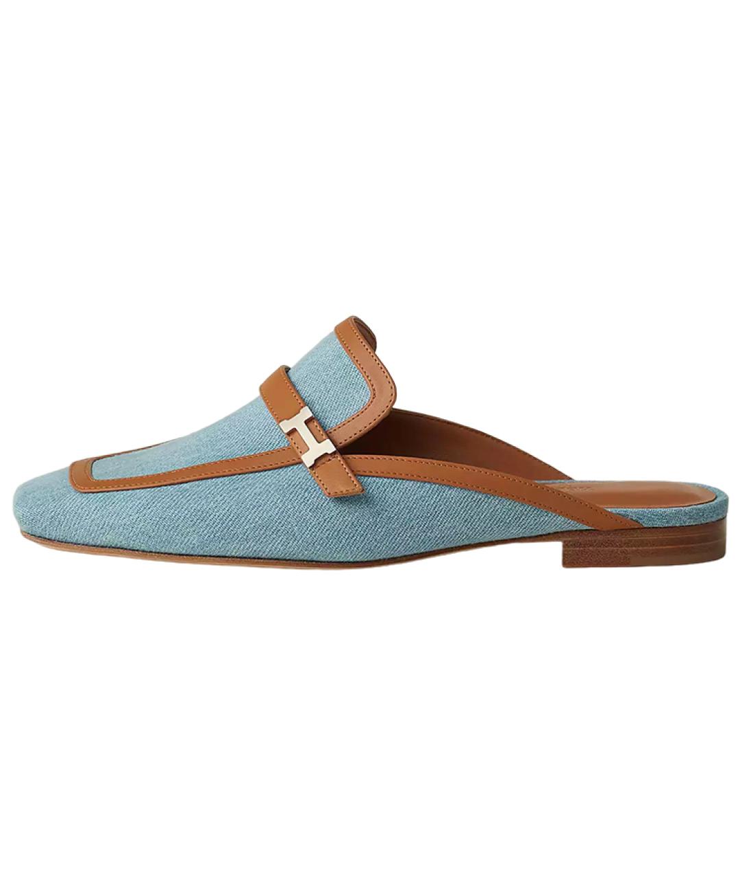 HERMES Голубые мюли, фото 2