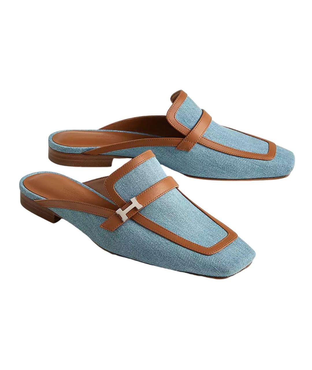 HERMES Голубые мюли, фото 5