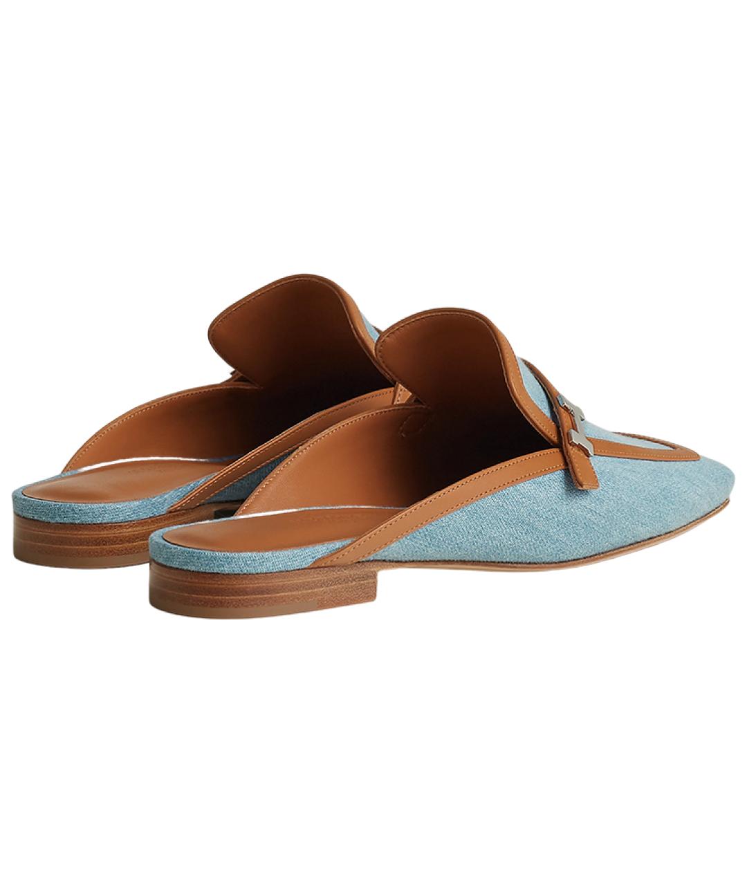 HERMES Голубые мюли, фото 4