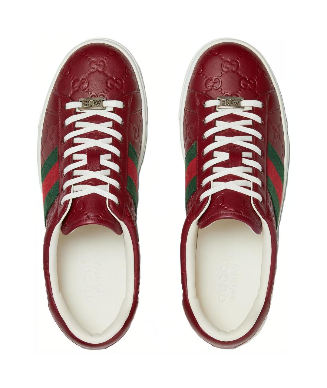GUCCI Красные кожаные низкие кроссовки / кеды, фото 4